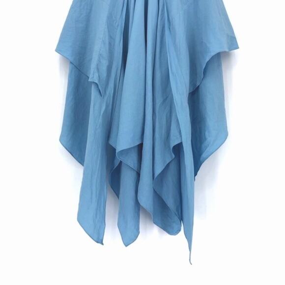 BALENCIAGA Linen Handkerchief High-Low Linen Skirt Light Blue 40 *Authentic - Picture 15 of 16